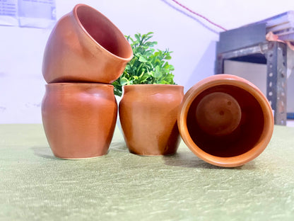 Premium Handmade Clay Cups (Set of 4) – Eco-Friendly Terracotta Kulhad for Tea & Coffee
